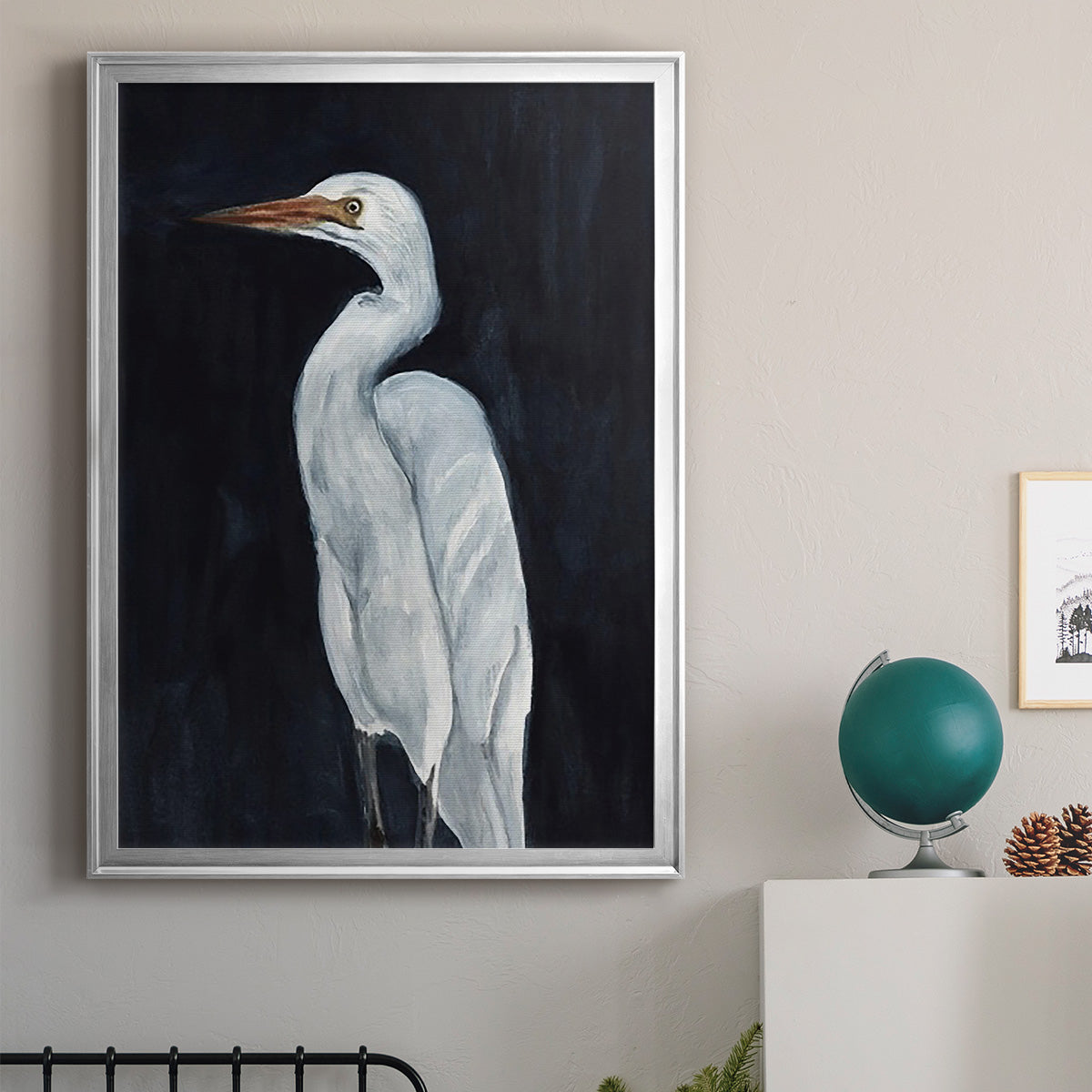 Calm Great Egret I - Modern Framed Canvas Print