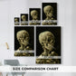 Size comparison chart for canvas art prints, showing multiple size options.
