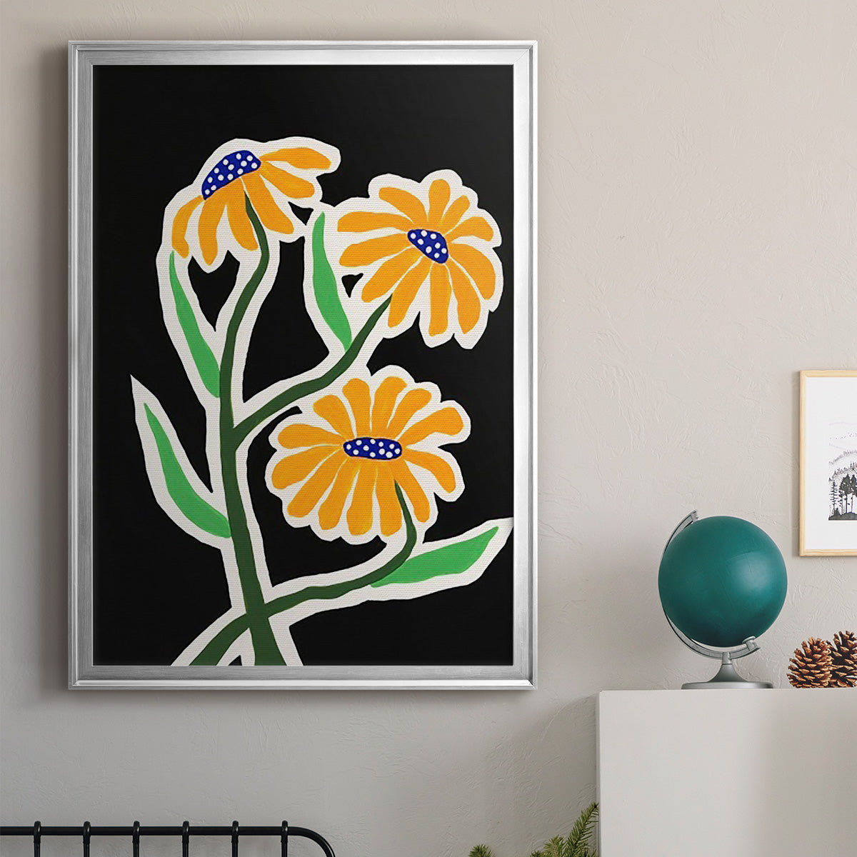 Pop Flowers I - Modern Framed Canvas Print