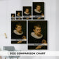 Size comparison chart for canvas art prints, showing multiple size options.