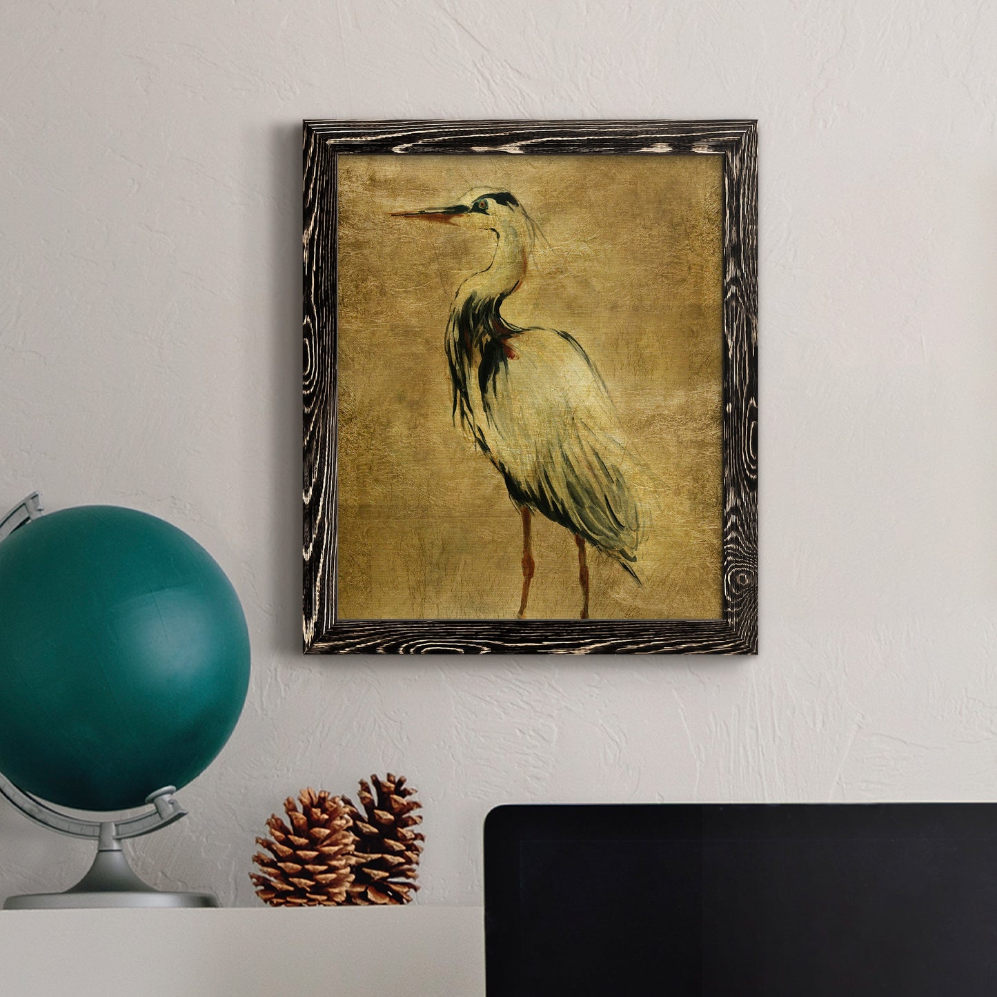 Gold Crane at Dusk II - Premium Canvas Framed in Barnwood - Ready to Hang