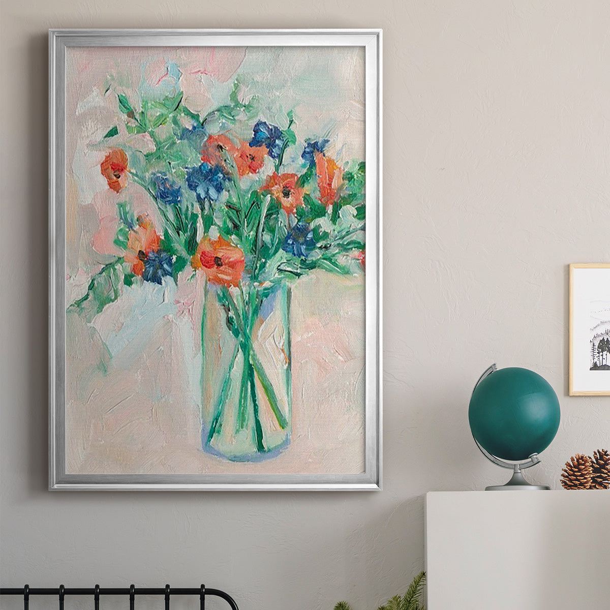 Painterly Soft Bouquet II - Modern Framed Canvas Print