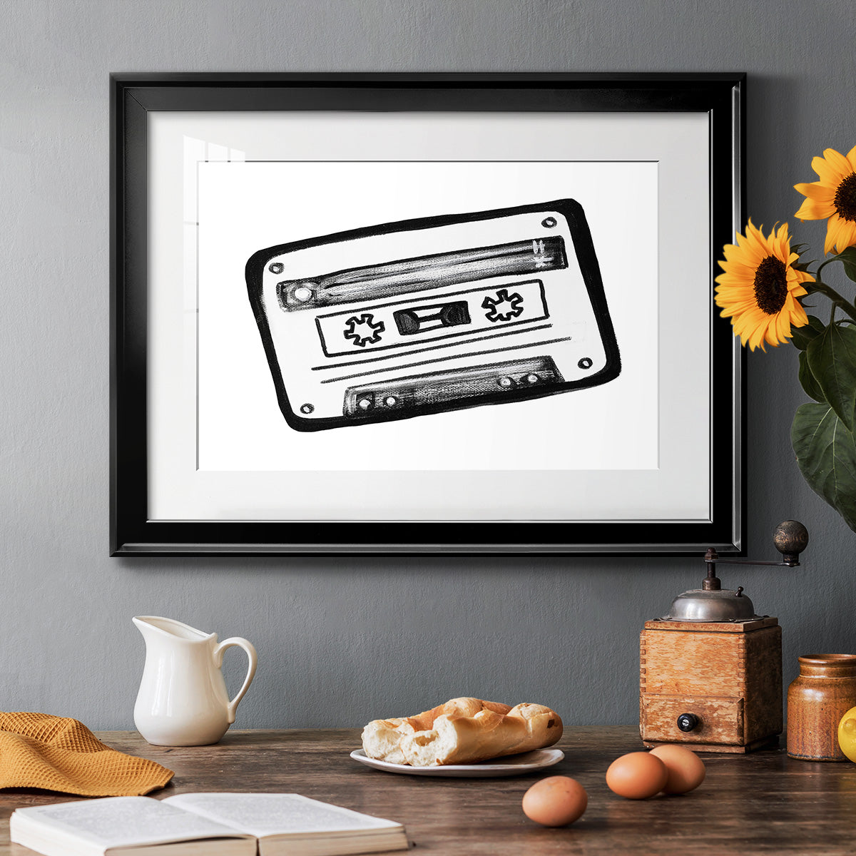 Cassette Sketch Premium Framed Print - Ready to Hang