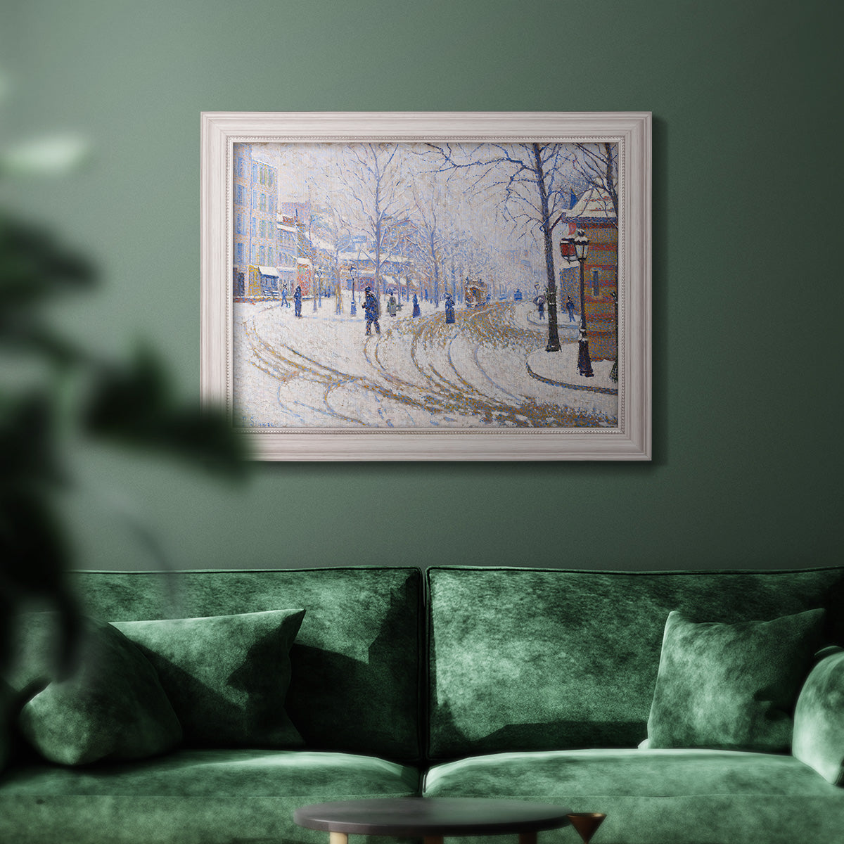 Snow, Boulevard de Clichy, Paris - Ornate Framed Canvas Print