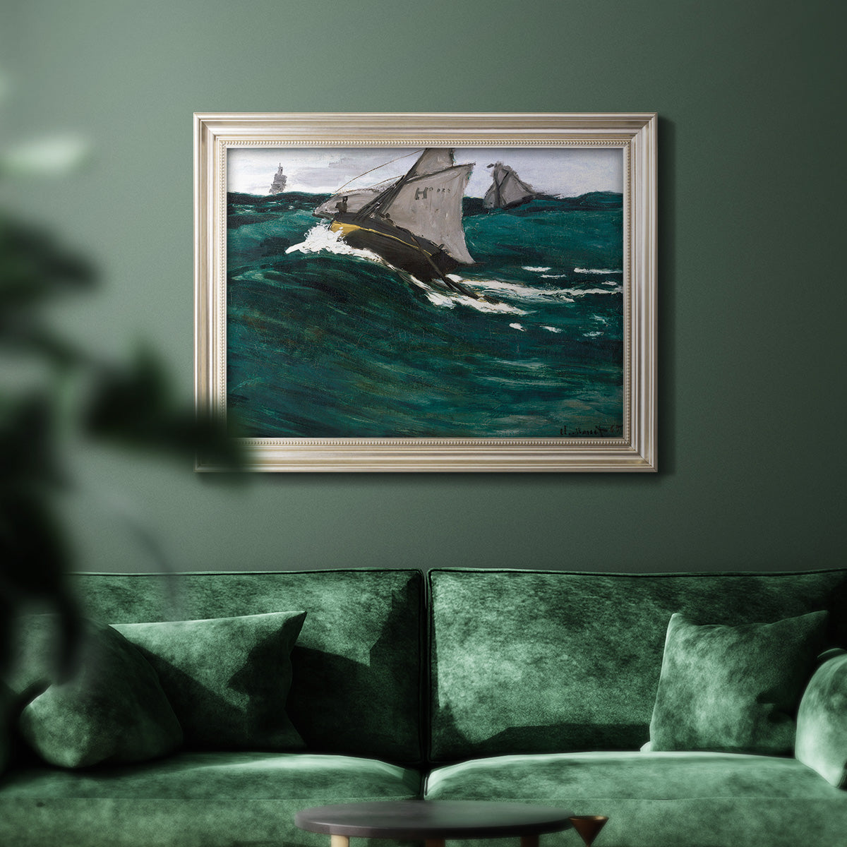The Green Wave - Ornate Framed Canvas Print