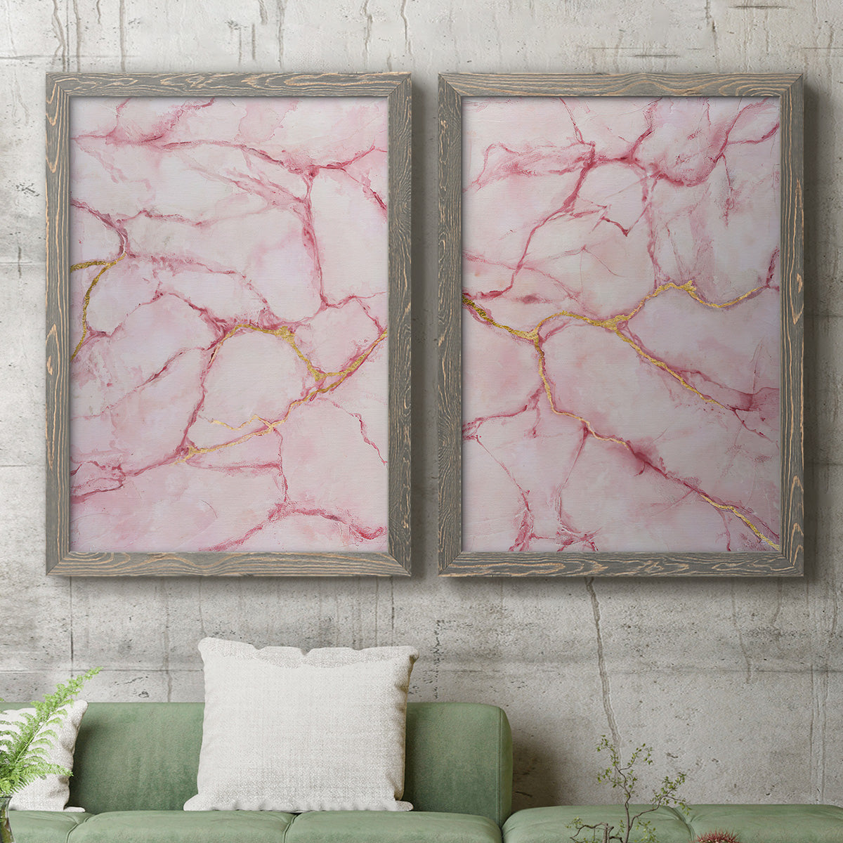 Rose Marble I - Premium Framed Canvas 2 Piece Set - Ready to Hang