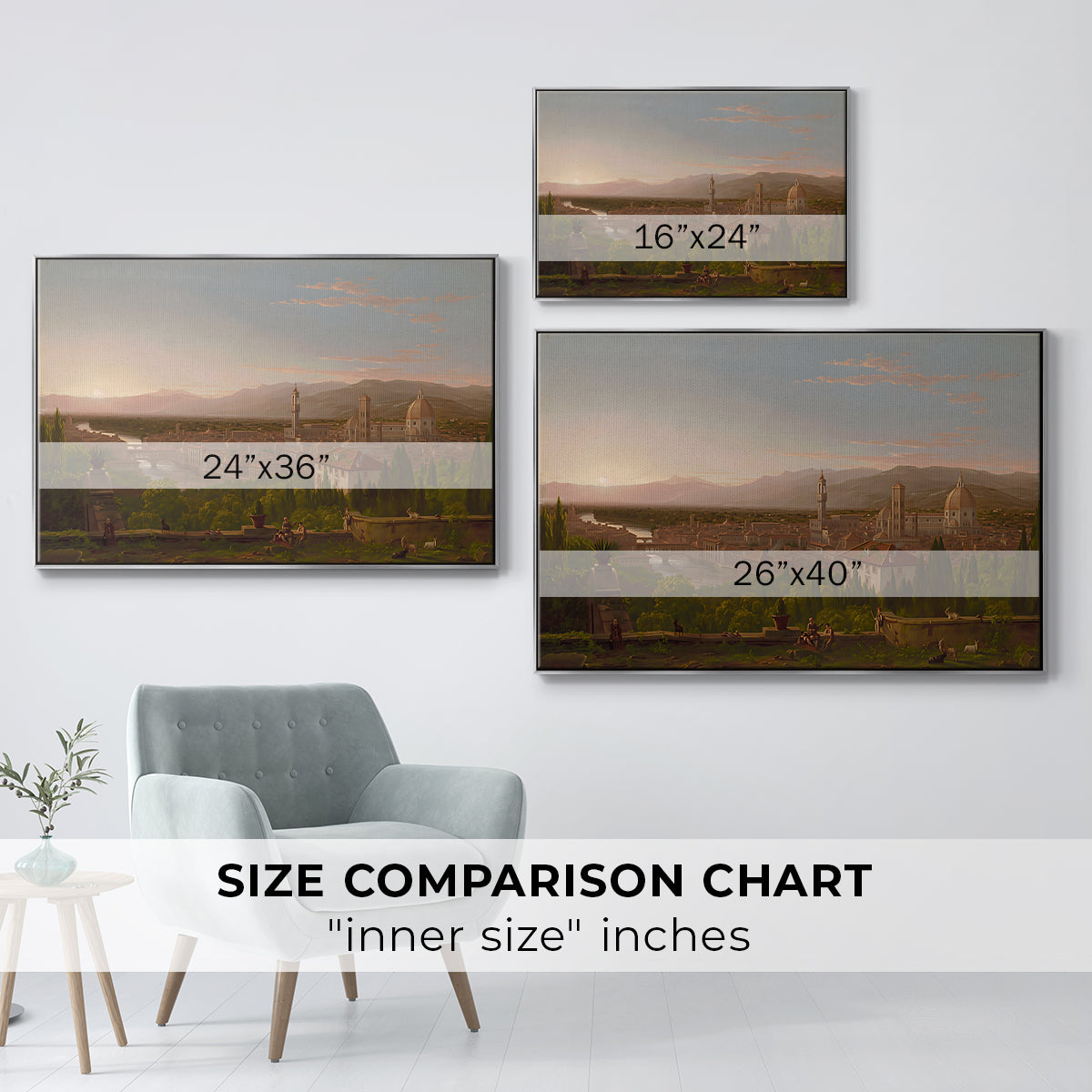 View of Florence from San Miniato, 1837 - Floater Framed Canvas Print