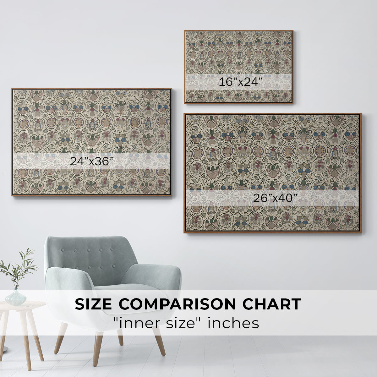 Long Cushion Cover (Printed Textile), c. 1600 - Floater Framed Canvas Print