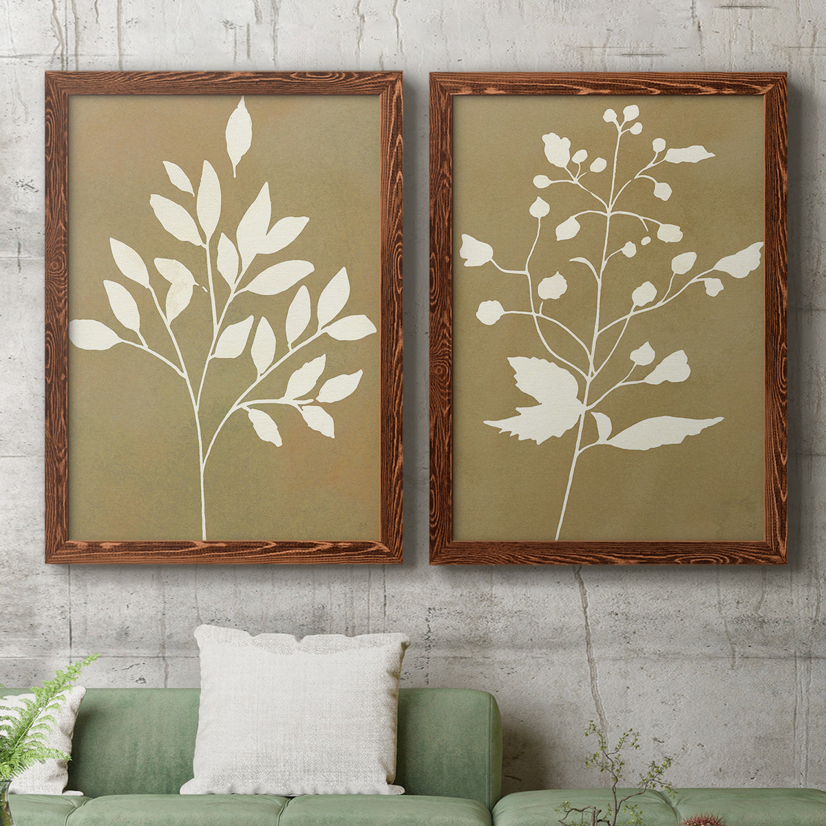 Honey Botanical I   - Premium Framed Canvas 2 Piece Set - Ready to Hang