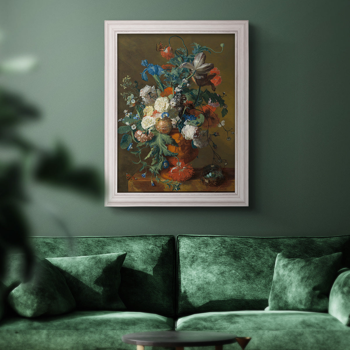Flowers in an Urn - Ornate Framed Canvas Print