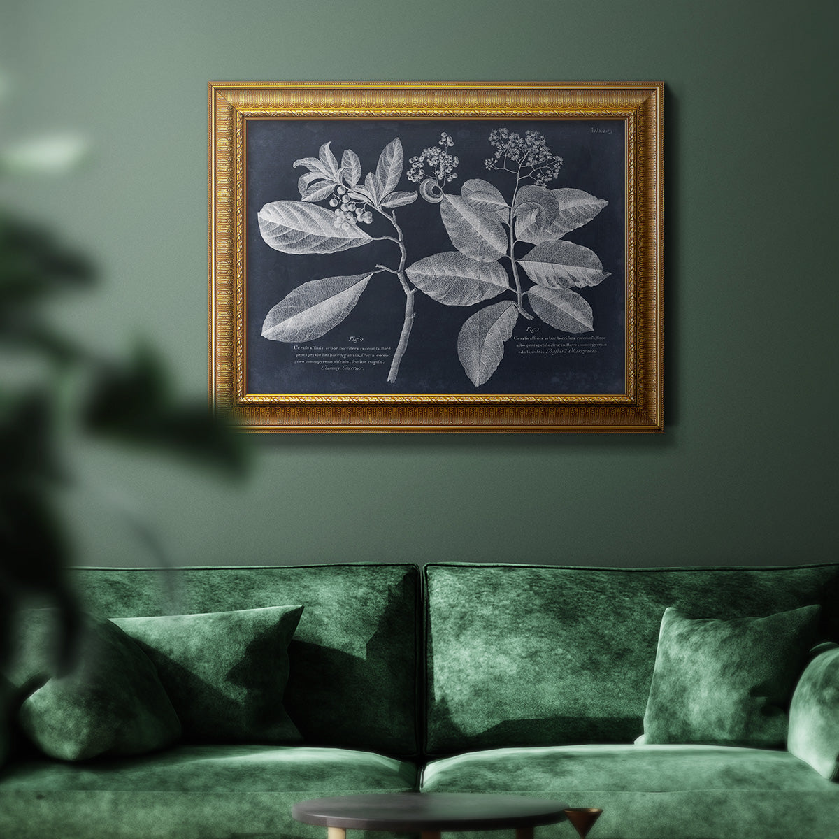 Foliage on Navy IV Premium Framed Canvas- Ready to Hang