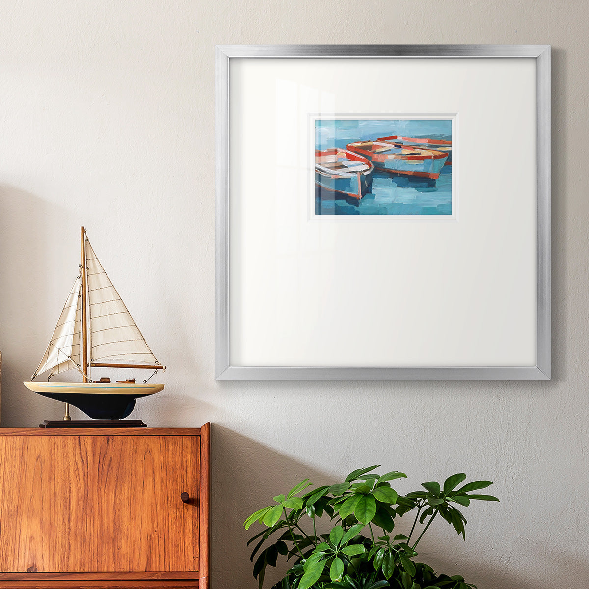 Primary Boats II Premium Framed Print Double Matboard