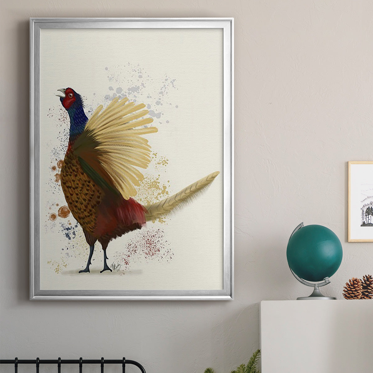 Pheasant Splash 8 - Modern Framed Canvas Print