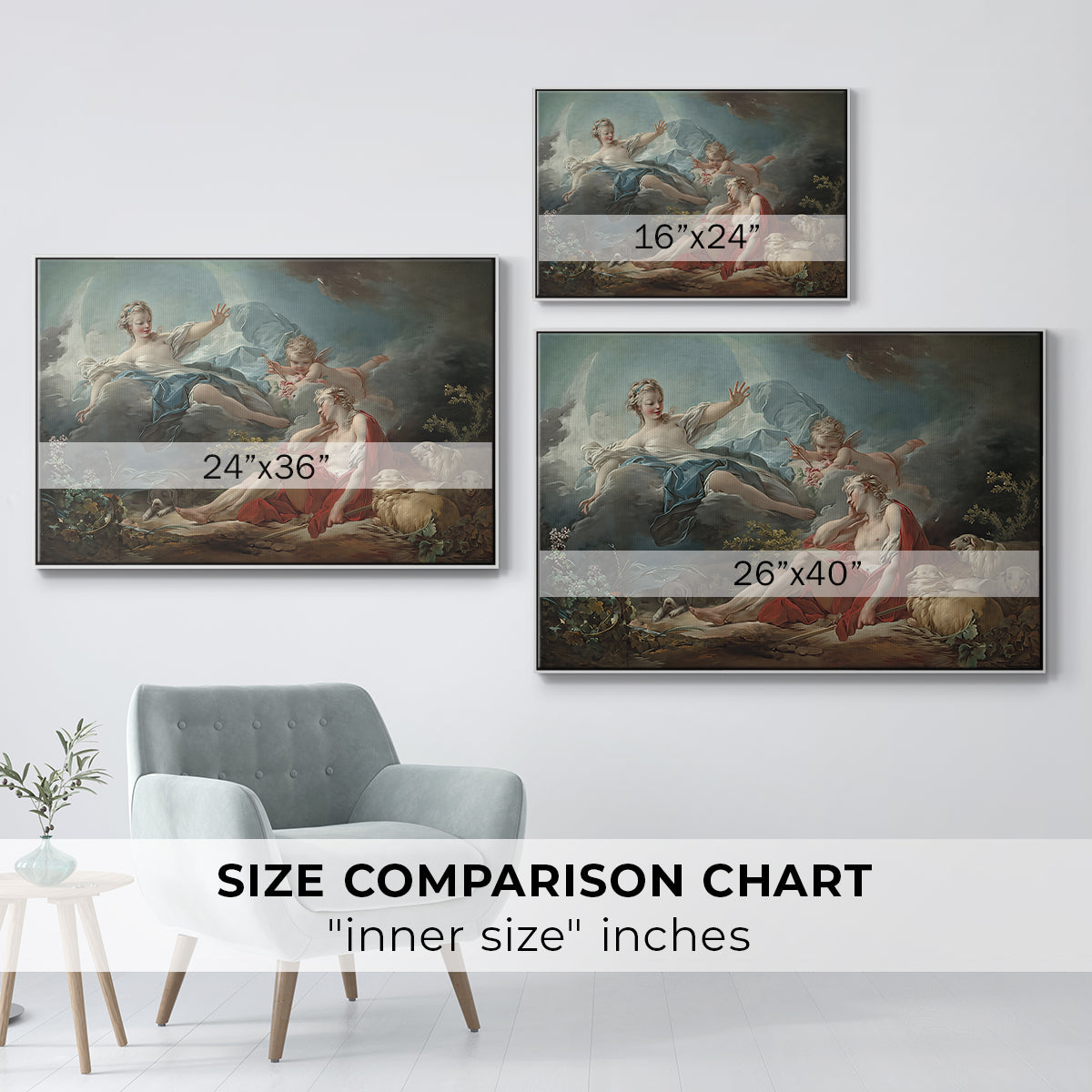 Diana and Endymion, c. 1753-1756 - Floater Framed Canvas Print