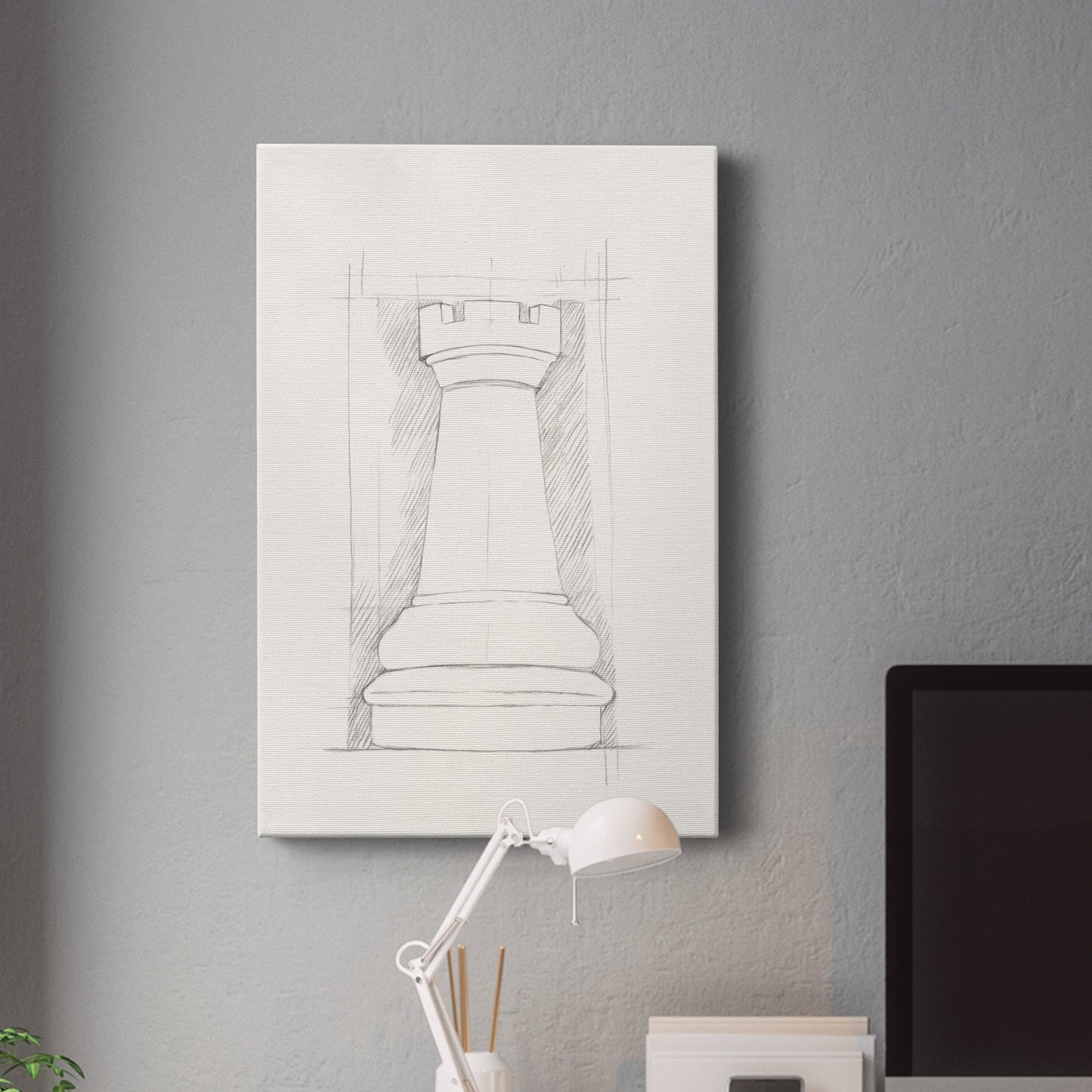 Chess Set Sketch IV Premium Gallery Wrapped Canvas - Ready to Hang