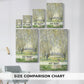 Size comparison chart for canvas art prints, showing multiple size options.