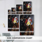 Size comparison chart for canvas art prints, showing multiple size options.