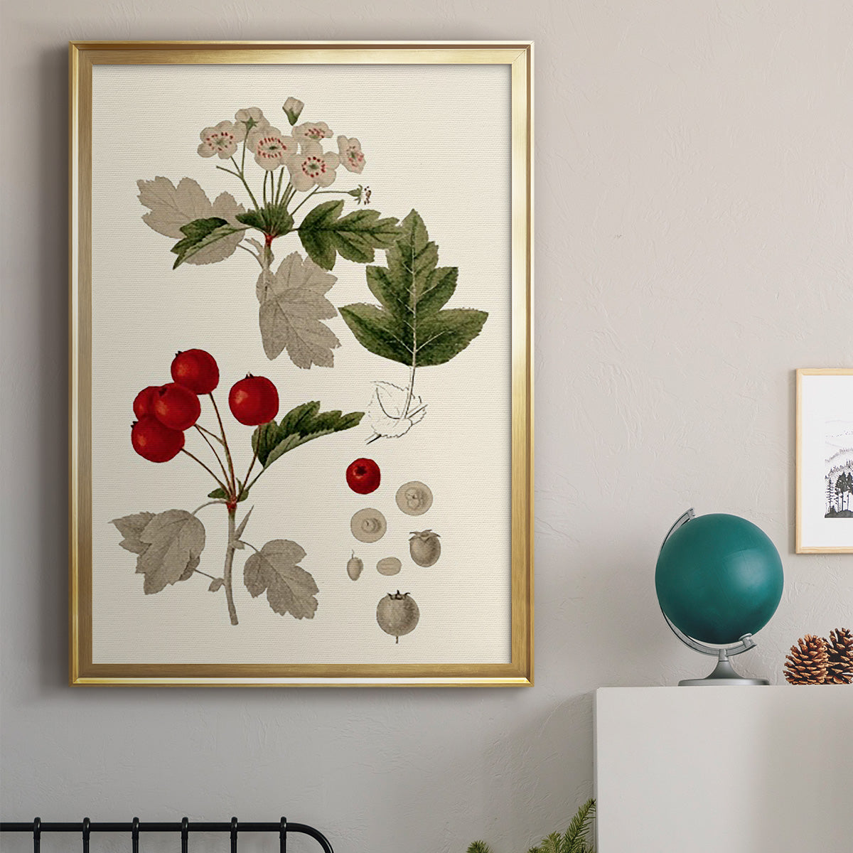 Leaves & Berries III - Modern Framed Canvas Print