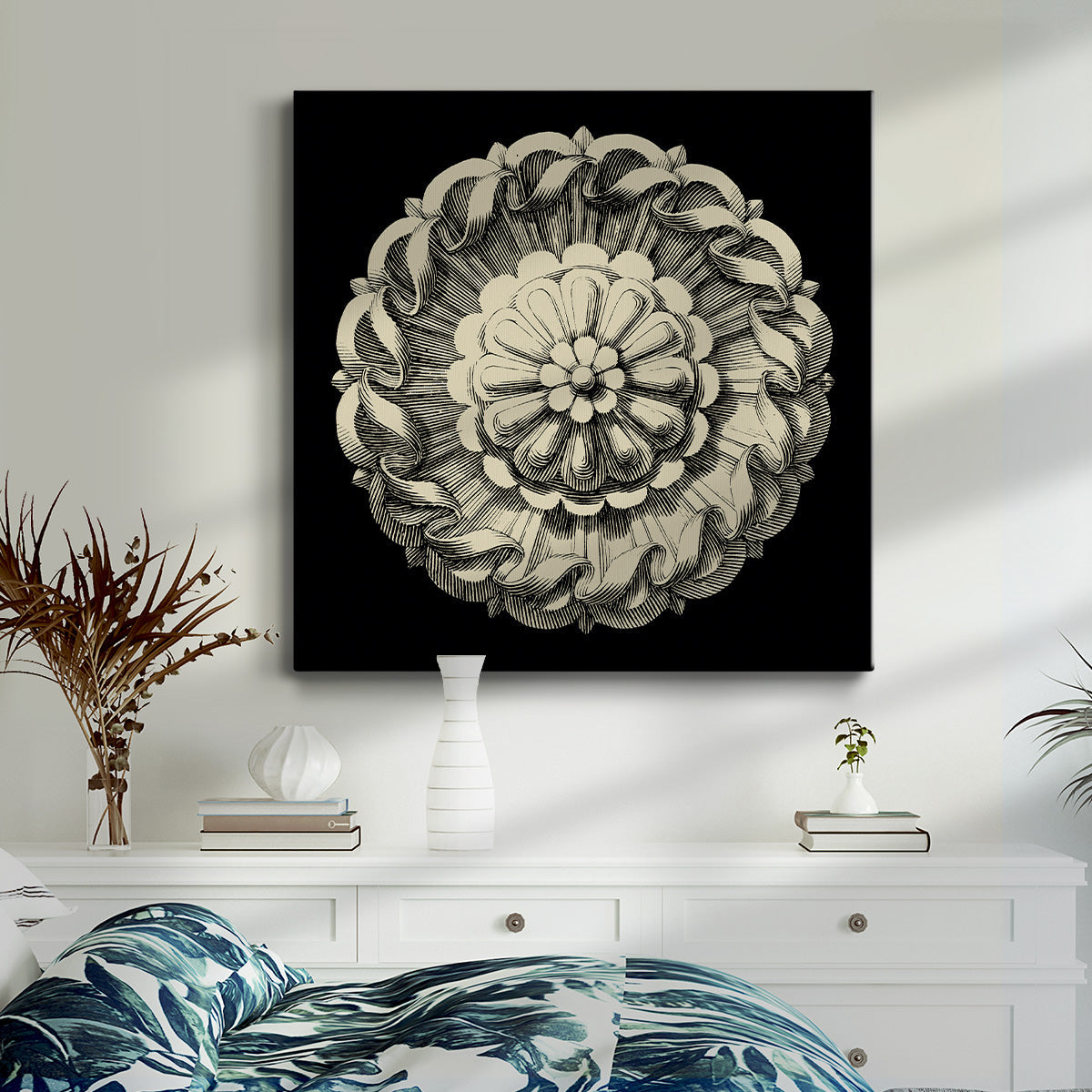 Black and Tan Rosette IV - Canvas Art Print