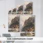 Size comparison chart for canvas art prints, showing multiple size options.