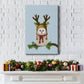 Christmas Fluffy Owl and Antlers - Gallery Wrapped Canvas