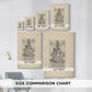 Size comparison chart for canvas art prints, showing multiple size options.