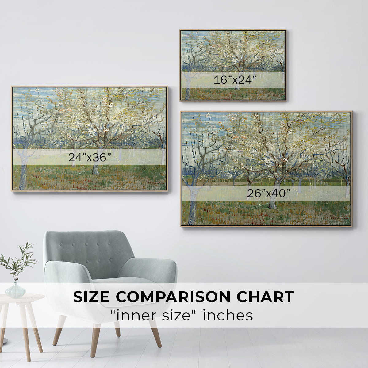 The Pink Orchard, 1888 - Floater Framed Canvas Print