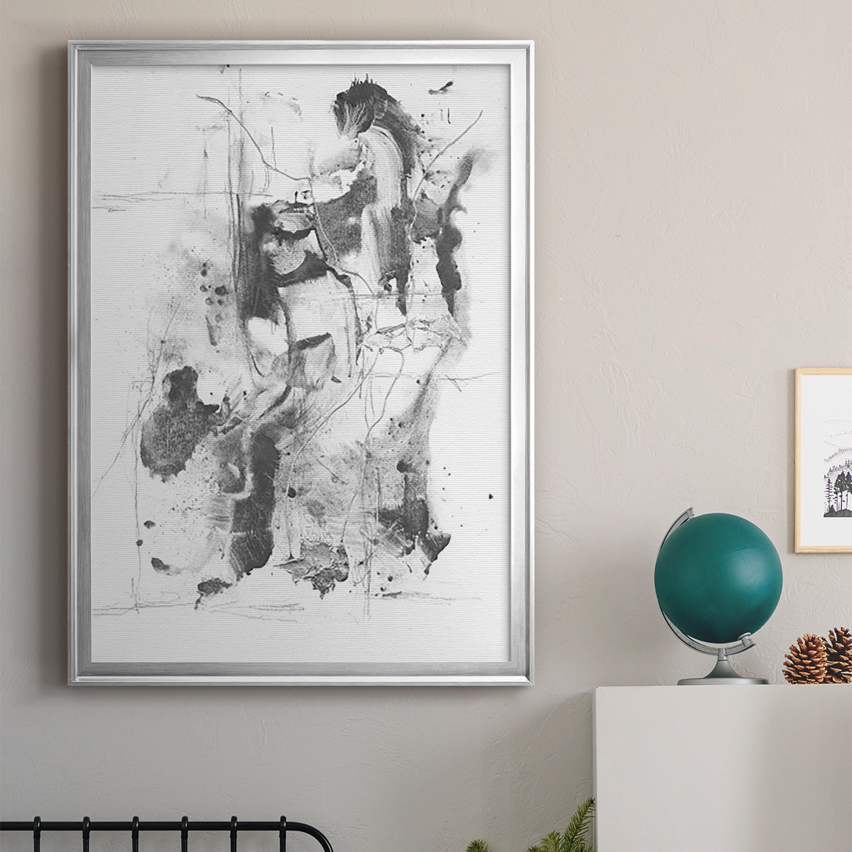 Graphite Abstract I - Modern Framed Canvas Print