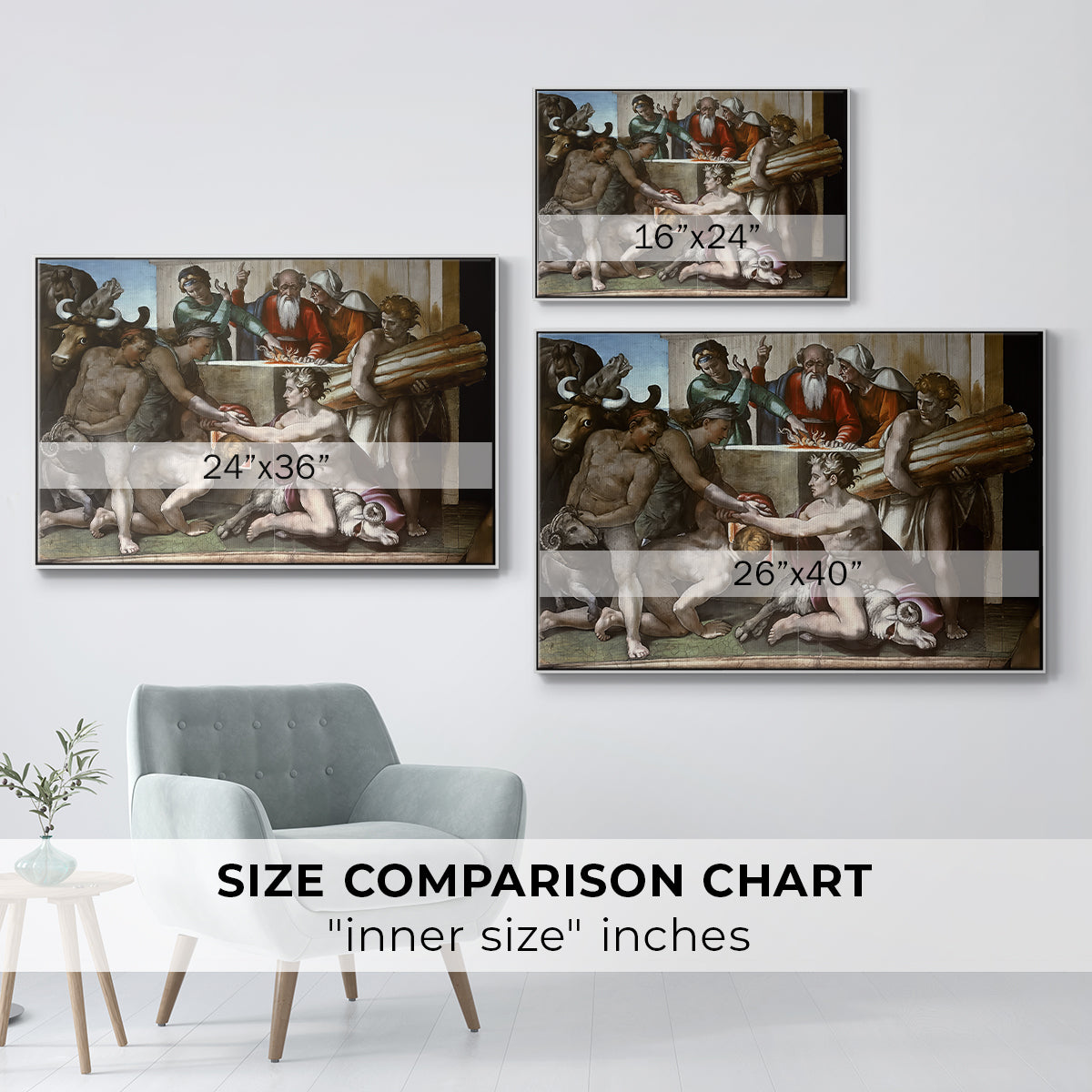 The Sacrifice of Noah (Sistine Chapel), 1509 - Floater Framed Canvas Print