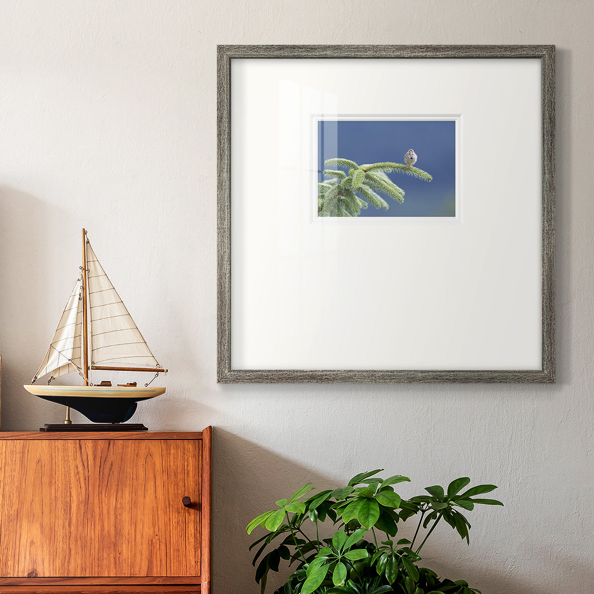 Evergreen Perch Premium Framed Print Double Matboard