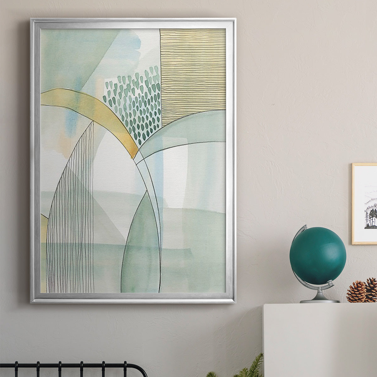 Mint Reflection I - Modern Framed Canvas Print
