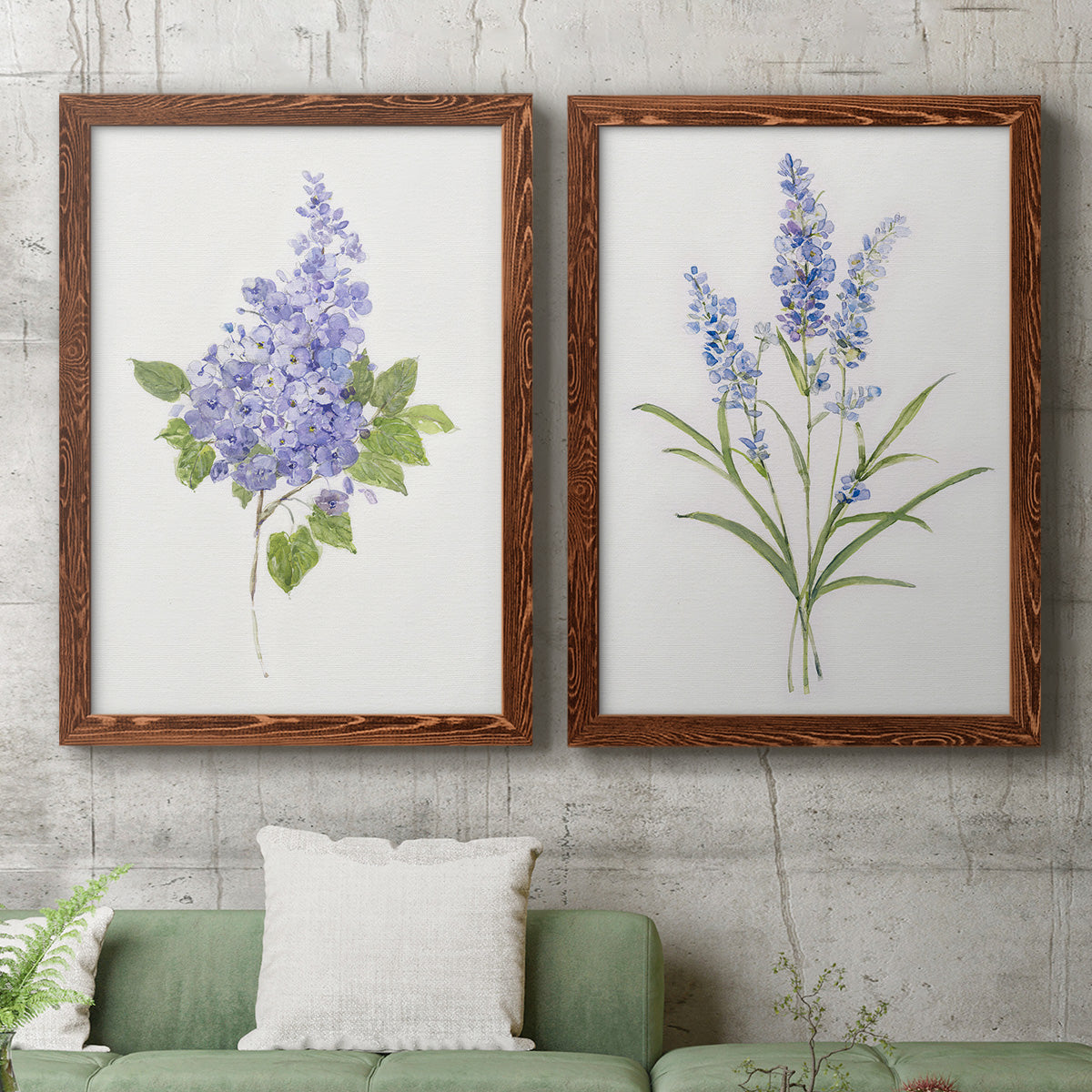 Dainty Botanical Lilac - Premium Framed Canvas 2 Piece Set - Ready to Hang