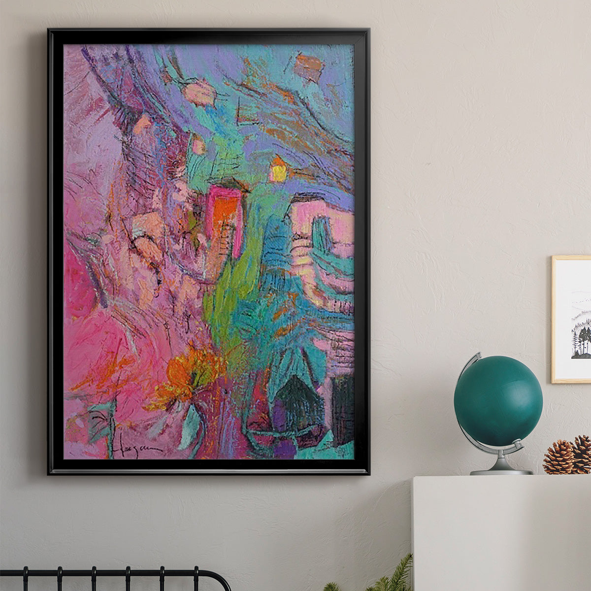 My Pink House - Modern Framed Canvas Print