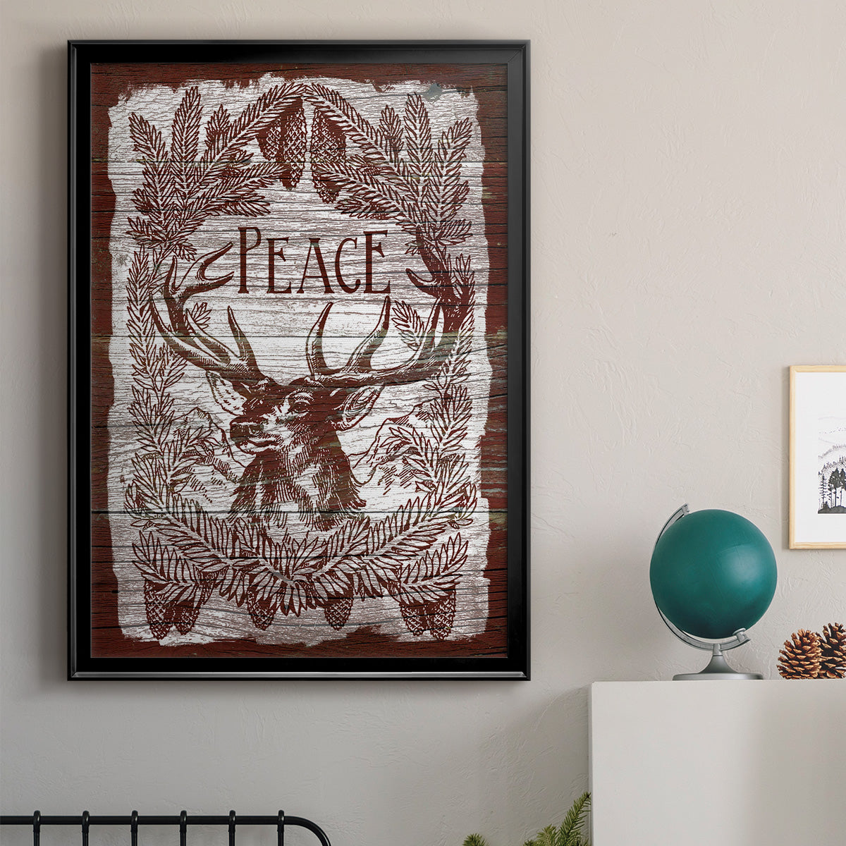 Red Wood Peace -  Framed Canvas Print
