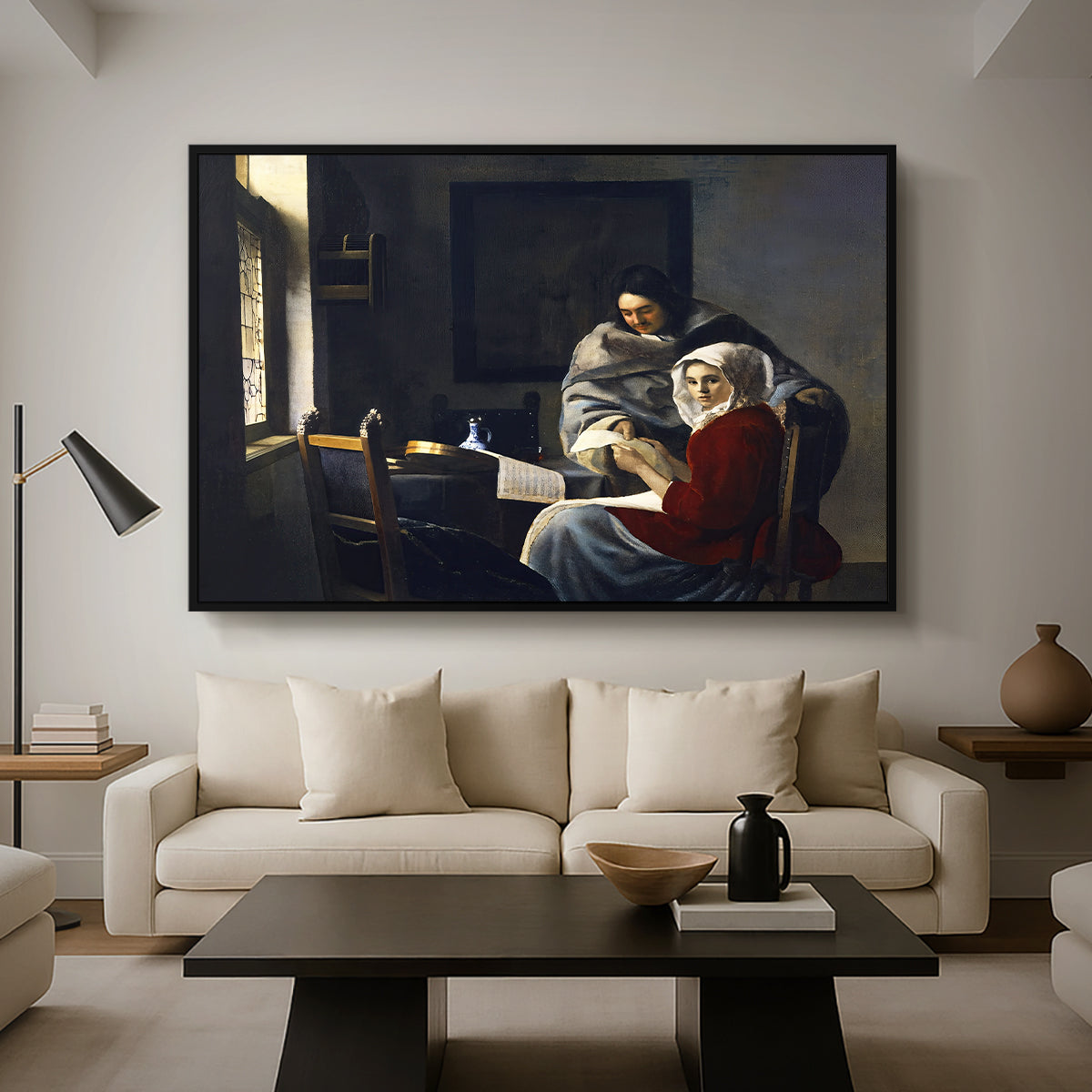 Girl Interrupted at Her Music, c. 1658-1659 - Floater Framed Canvas Print
