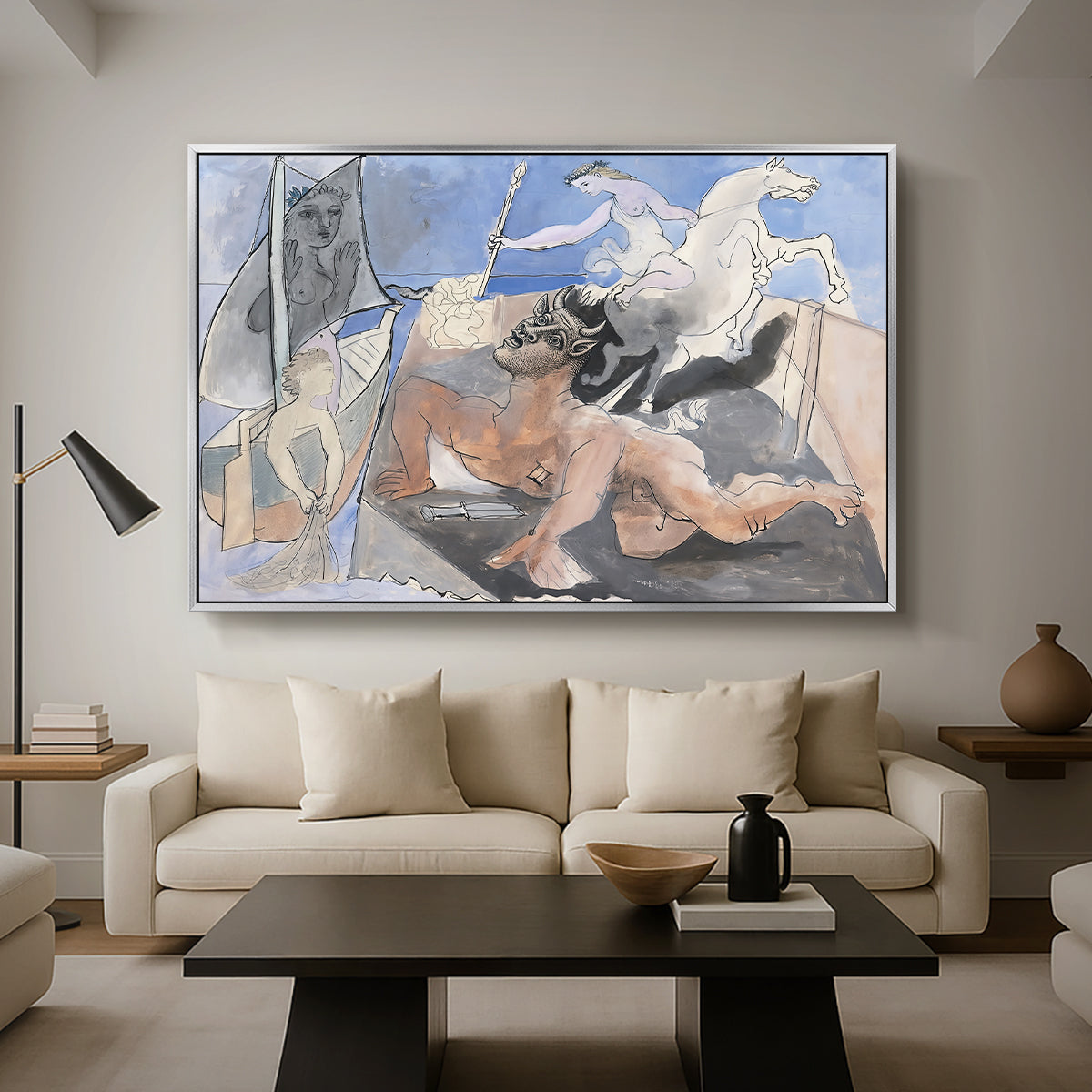 Composition with Minotaur, 1936 - Floater Framed Canvas Print