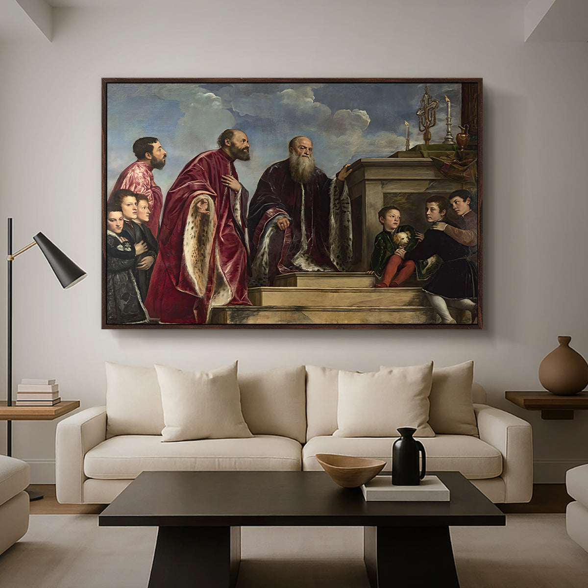The Vendramin Family Venerating a Relic of the True Cross, c. 1540-1545 - Floater Framed Canvas Print