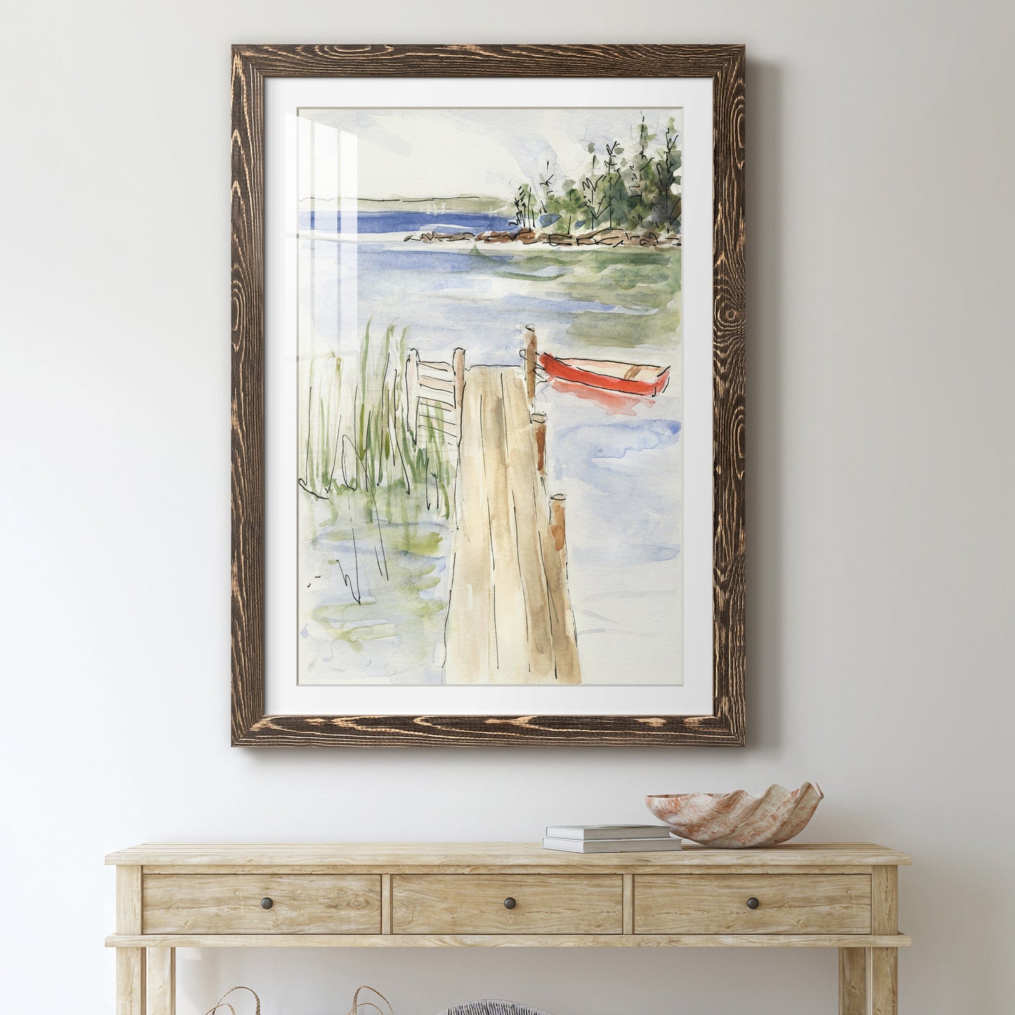 Sketchy Pier - Barnwood Framed Art Print