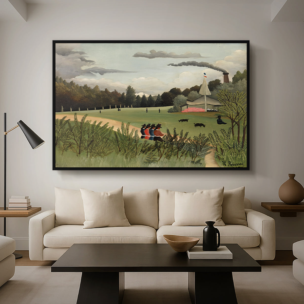 The Chair Factory at Alfortville, 1897 - Floater Framed Canvas Print