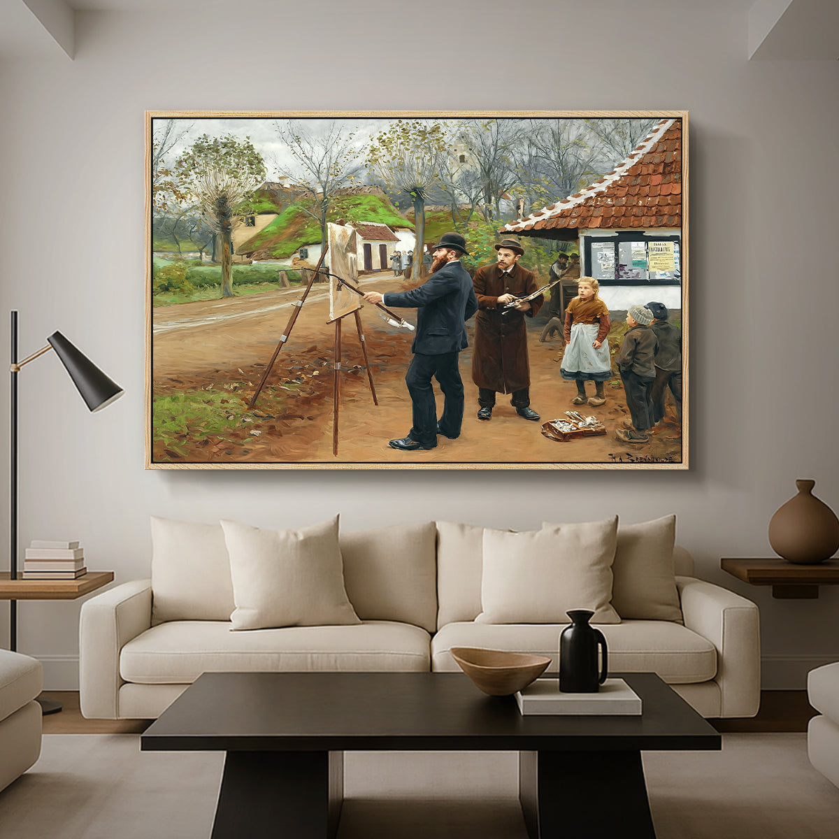 L. A. Ring Painting near Aasum Smithy, 1893 - Floater Framed Canvas Print