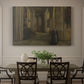 Canvas art print featuring a quiet church interior with columns, arches, and soft light, showcased as a statement wall artwork