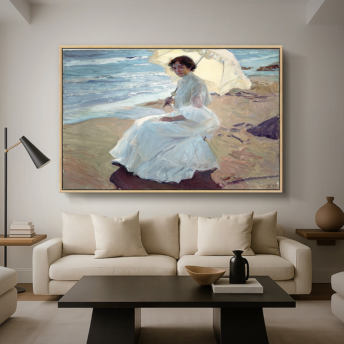 Clotilde on the Beach, 1904 - Floater Framed Canvas Print