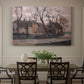 Canvas art print featuring a farmhouse and trees in muted evening landscape, showcased as a statement wall artwork