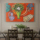 Canvas art print featuring magnolia flowers arranged in a vase within a patterned still life, showcased as a statement wall artwork