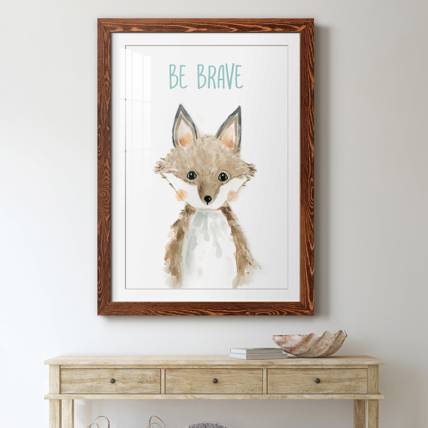 Be Brave Fox - Premium Framed Print - Distressed Barnwood Frame - Ready to Hang