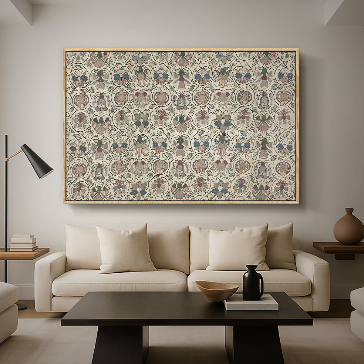 Long Cushion Cover (Printed Textile), c. 1600 - Floater Framed Canvas Print