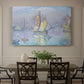 Canvas art print featuring a boat with yellow sail on water, showcased as a statement wall artwork