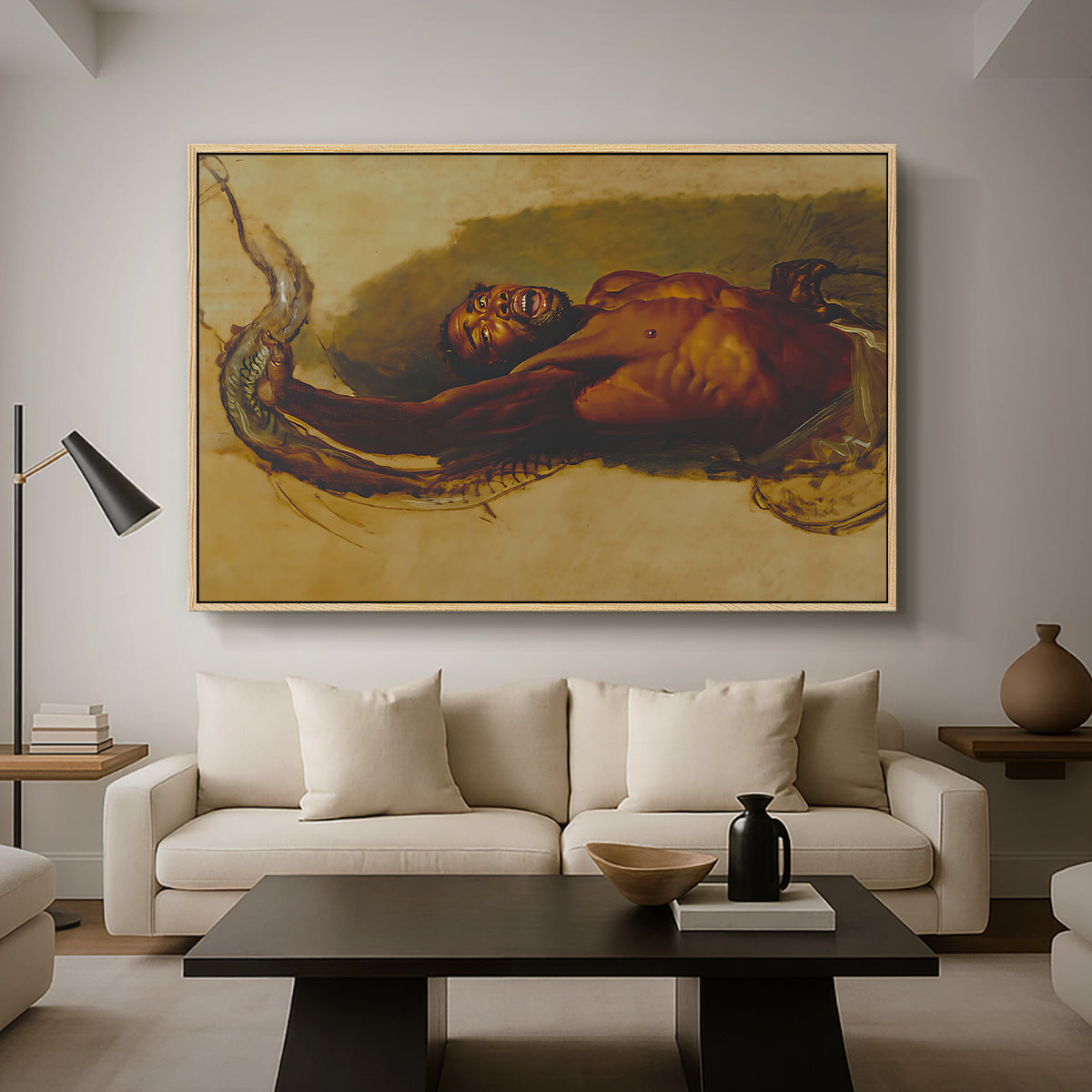 Man Struggling with a Boa Constrictor, c. 1803 - Floater Framed Canvas Print