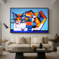 Cassie Thinking about Cubism - Floater Framed Canvas Print