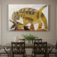 Canvas art print featuring a stylized cat holding bird in mouth with angular forms, showcased as a statement wall artwork
